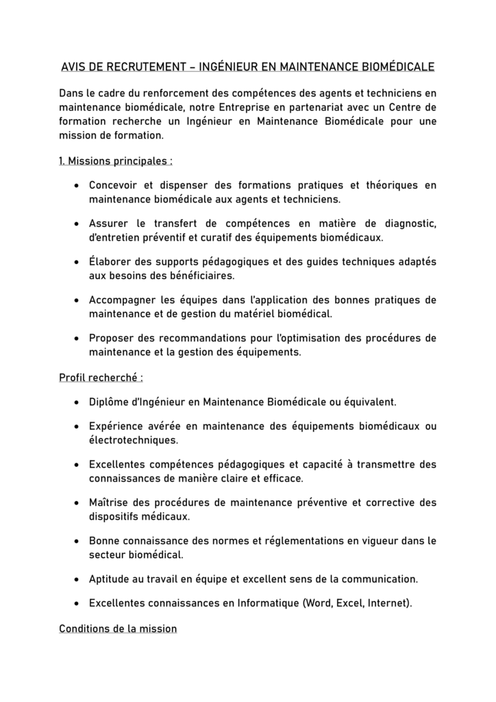 Avis de recrutement : Avis d’appel à candidatures pour le recrutement d ...