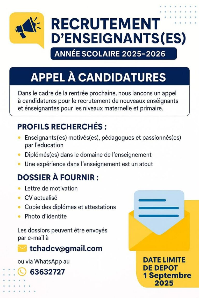 Avis de recrutement : Avis d’appel à candidatures pour le recrutement ...