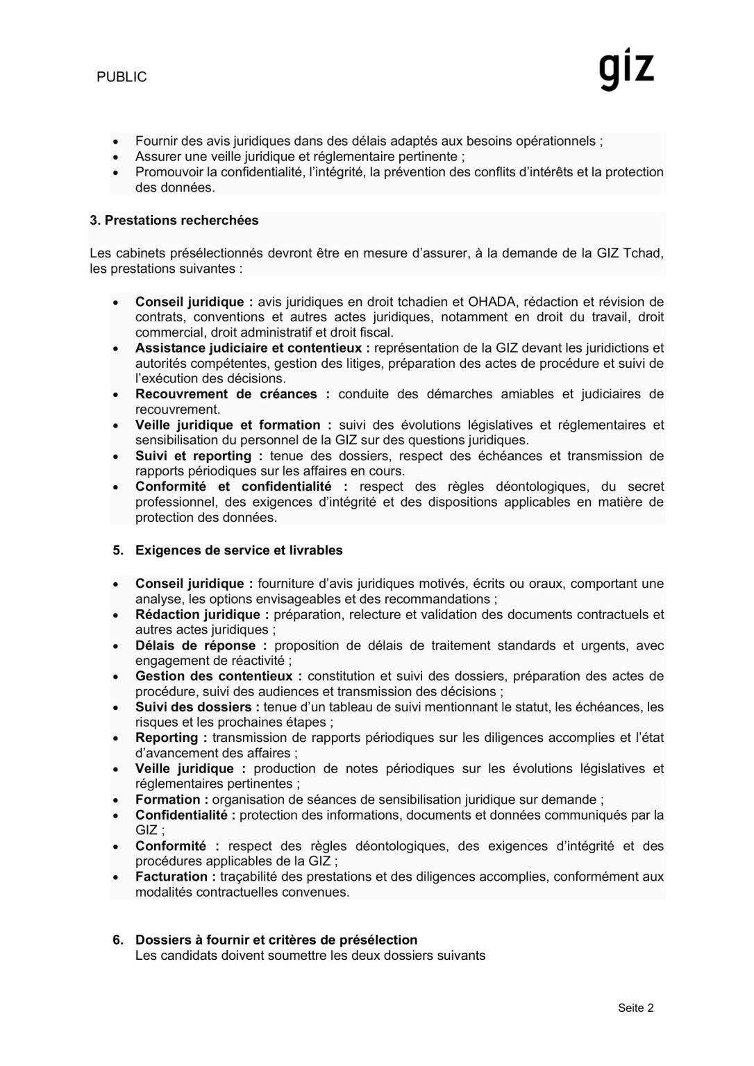 Preselection Avis d'appel d'offres : La GIZ Tchad lance un avis d’appel à ...