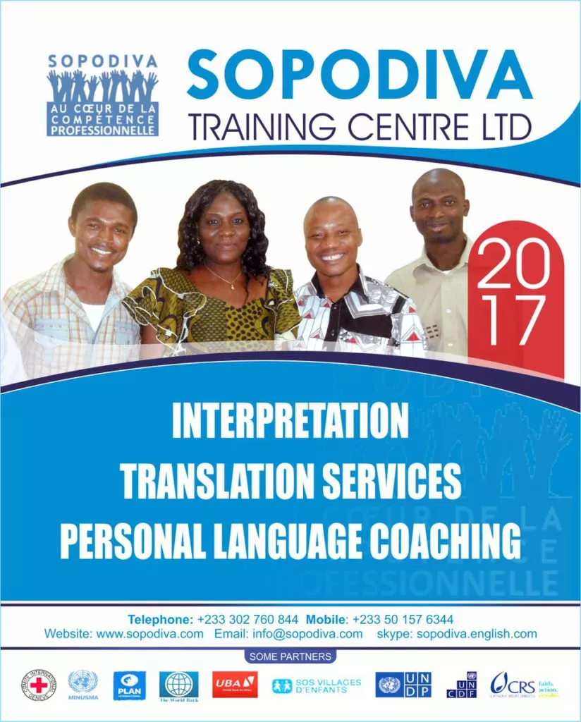 Sopodiva Training – Anglais super intensif à Accra au Ghana, inscriptions ouvertes