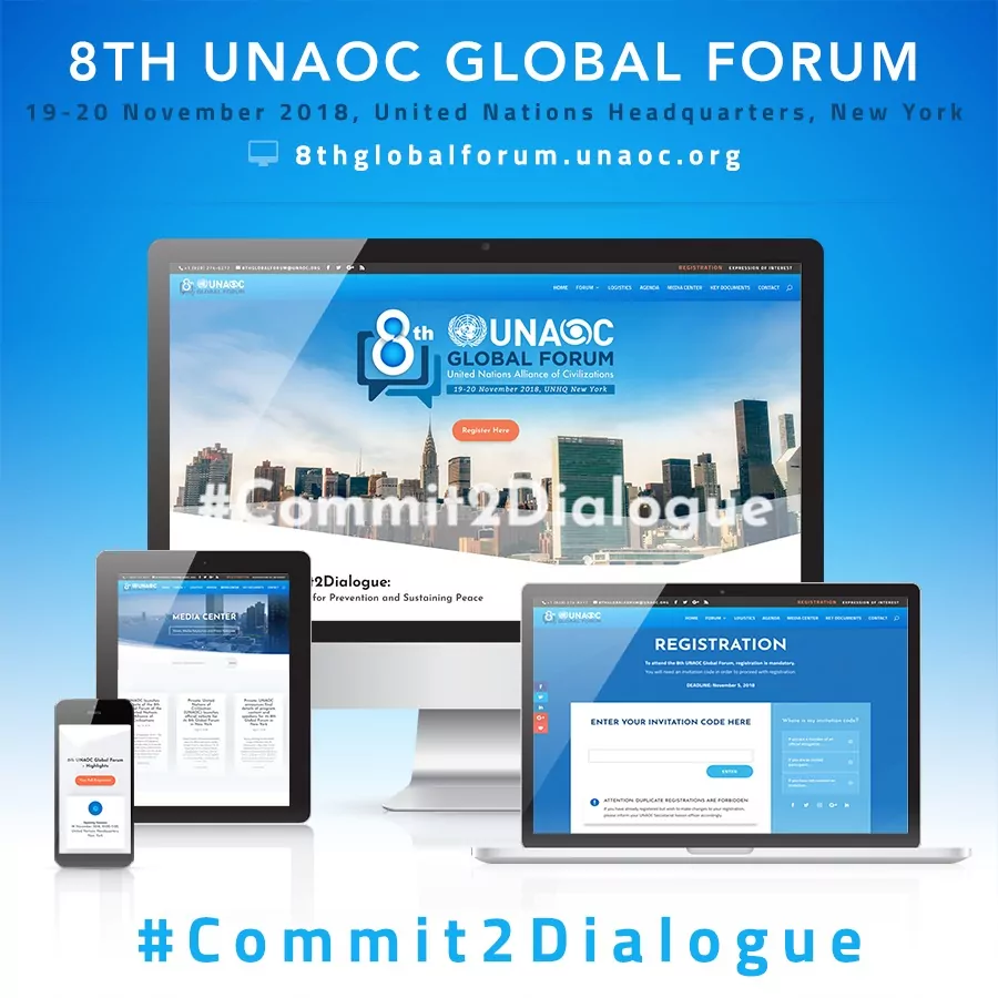 8ème Forum mondial 2018 de l’Alliance des Nations Unies pour les civilisations (UNAOC), siège des Nations Unies à New York, États-Unis