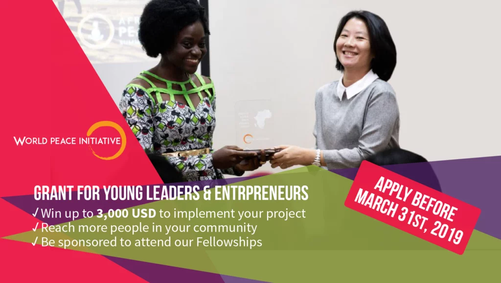 Subvention pleine conscience de l’Initiative de paix mondiale 2019 pour les jeunes dirigeants et entrepreneurs (jusqu’à 3 000 USD)