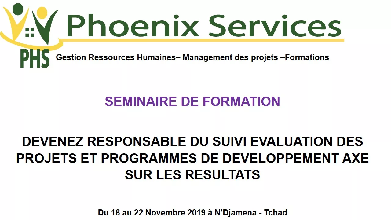 Devenez Responsable du Suivi & Evaluation des Projets et Programmes Axé sur les Résultats -N’Djamena – Tchad