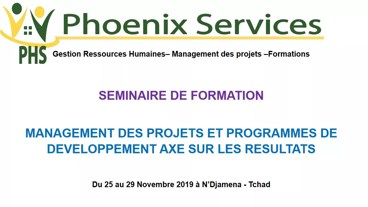 Séminaire de formation : Management des Projets et Programmes de Développement axés sur les Résultats – N’Djamena -Tchad