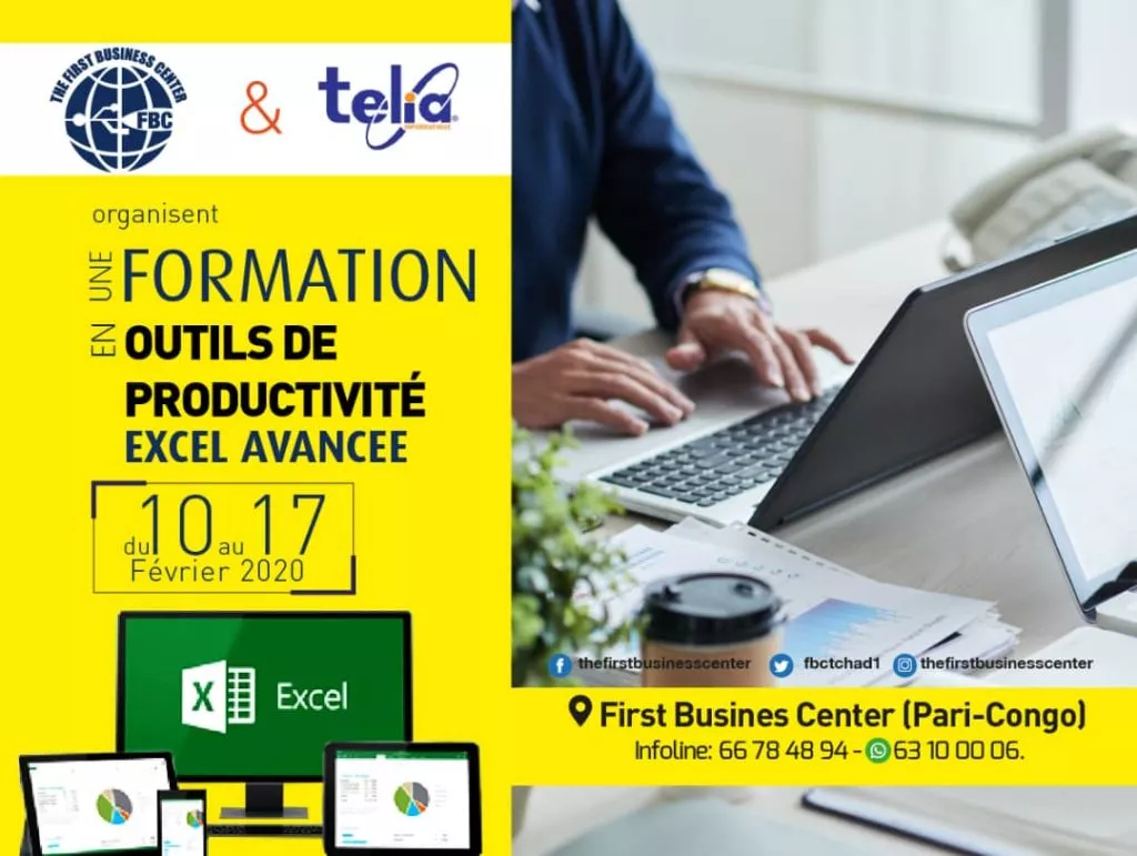 FBC & TELIA INFORMATIQUE Organisent une formation en outil de productivité Excel Avancée du 10 au 17 février 2020