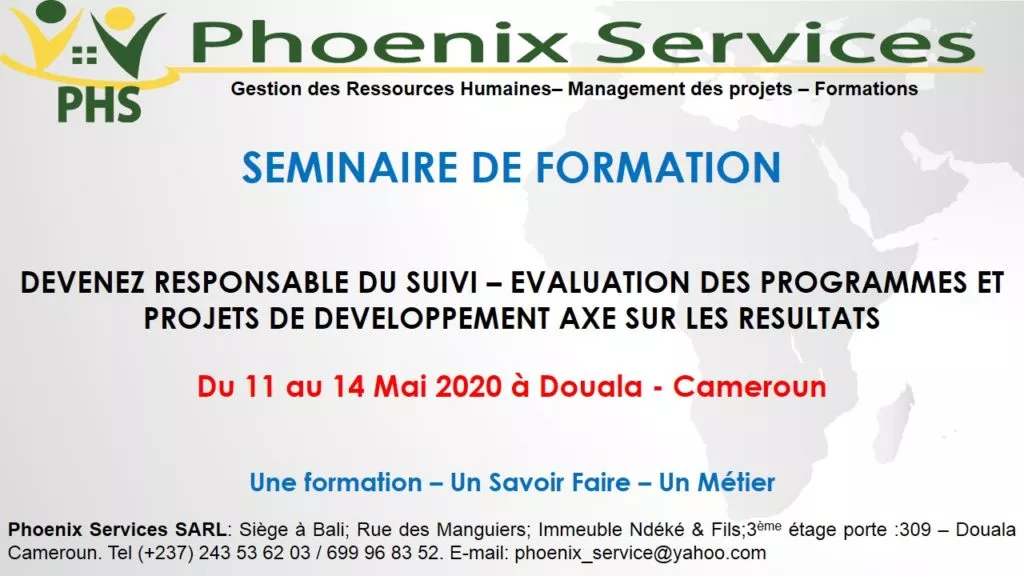 Séminaire de formation : devenez responsable du suivi – évaluation des projets et programmes de développement axe sur les résultats, Douala, Cameroun