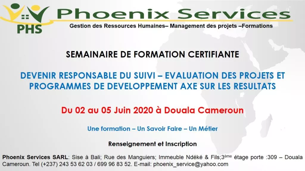 Séminaire de formation certifiante : devenir responsable du suivi évaluation des projets, Douala, Cameroun