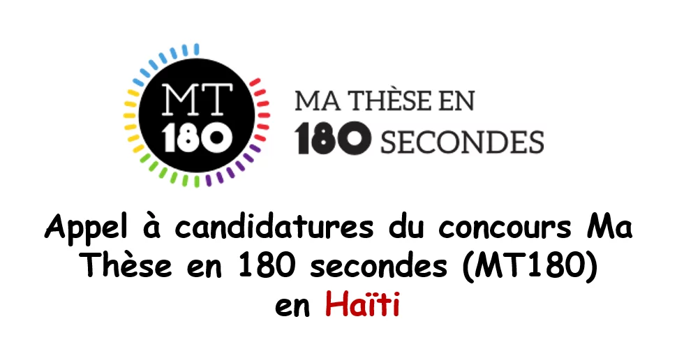 Appel à candidatures du concours Ma Thèse en 180 secondes (MT180) en Haïti