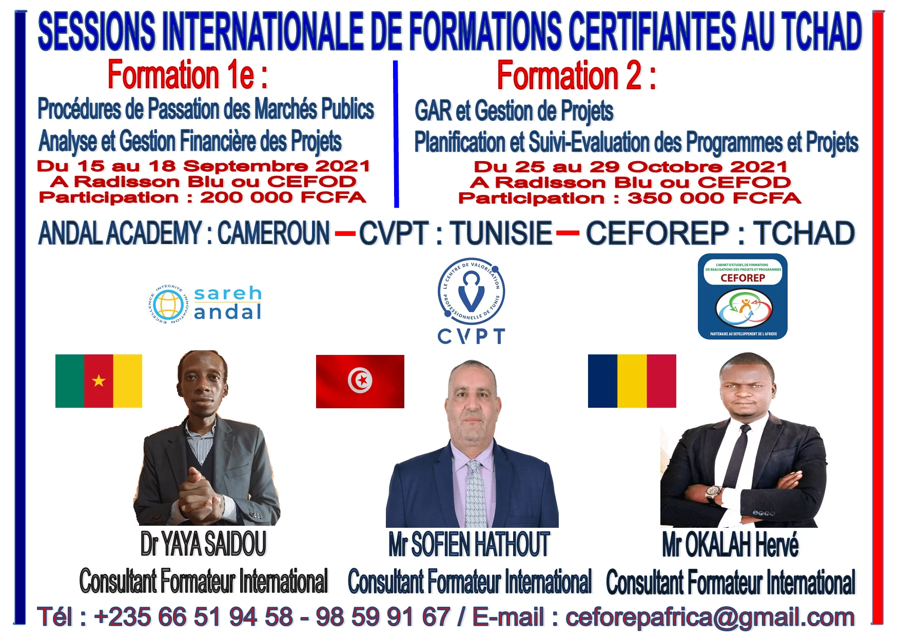 Session de formation internationale certifiante sur les Procédures de Passation de Marchés Publics et la Gestion Axée sur les Résultats (GAR) avec le cabinet CEFOREP, CVPT Tunisie et ANDAL ACADEMY Cameroun