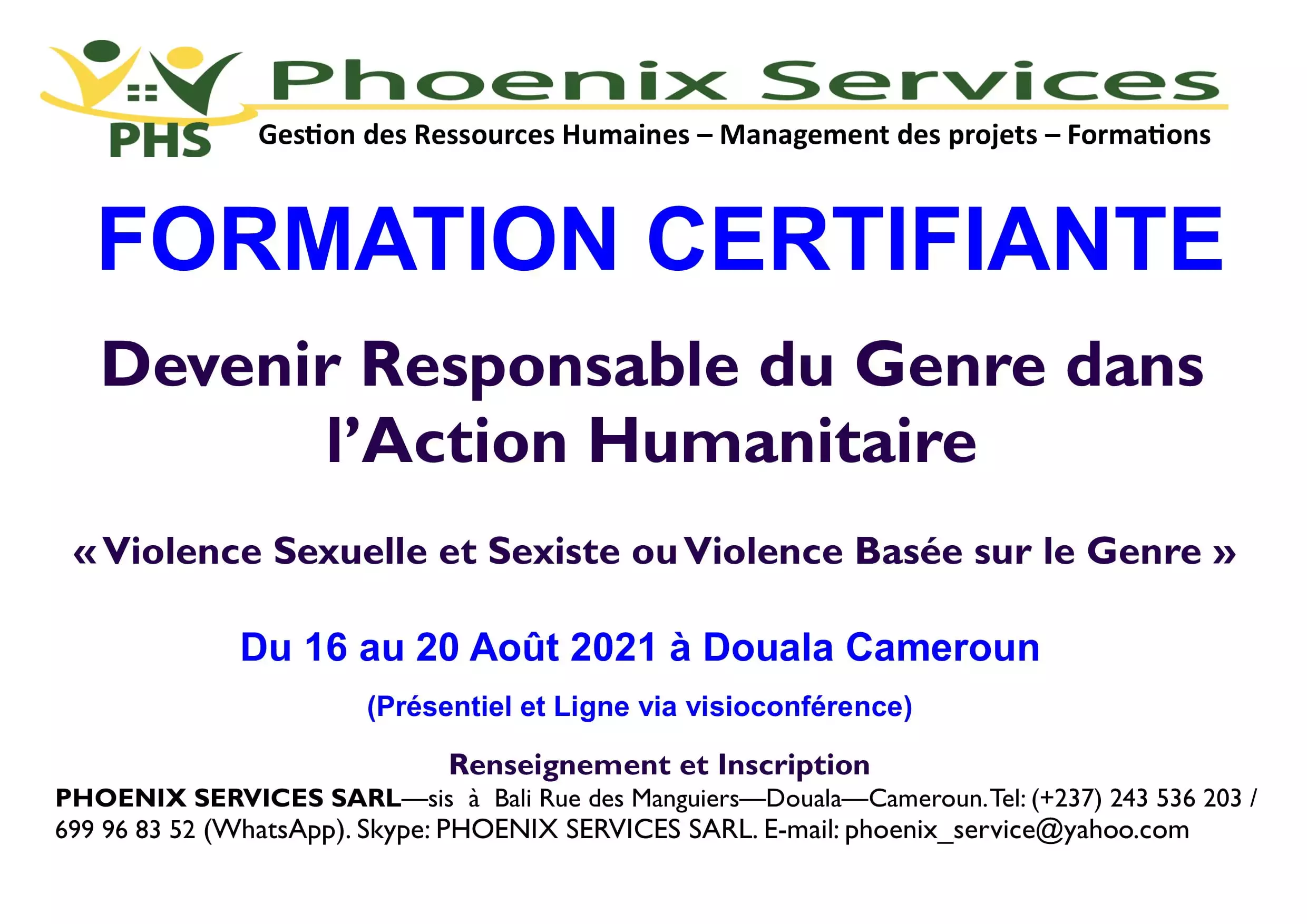 Formation Certifiante: Devenir Responsable du Genre dans l’Action Humanitaire
