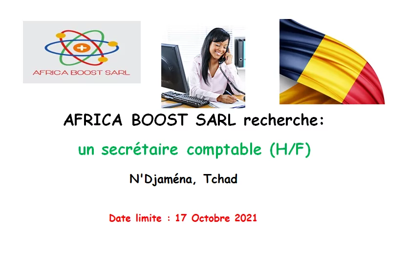 AFRICA BOOST SARL recherche un secrétaire comptable (H/F), N’Djaména, Tchad