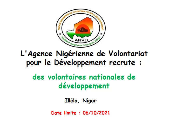 L’Agence Nigérienne de Volontariat pour le Développement recrute des volontaires nationales de développement, Illéla