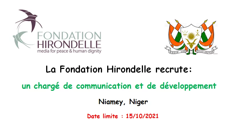 La Fondation Hirondelle recrute un chargé de communication et de développement, Niamey, Niger