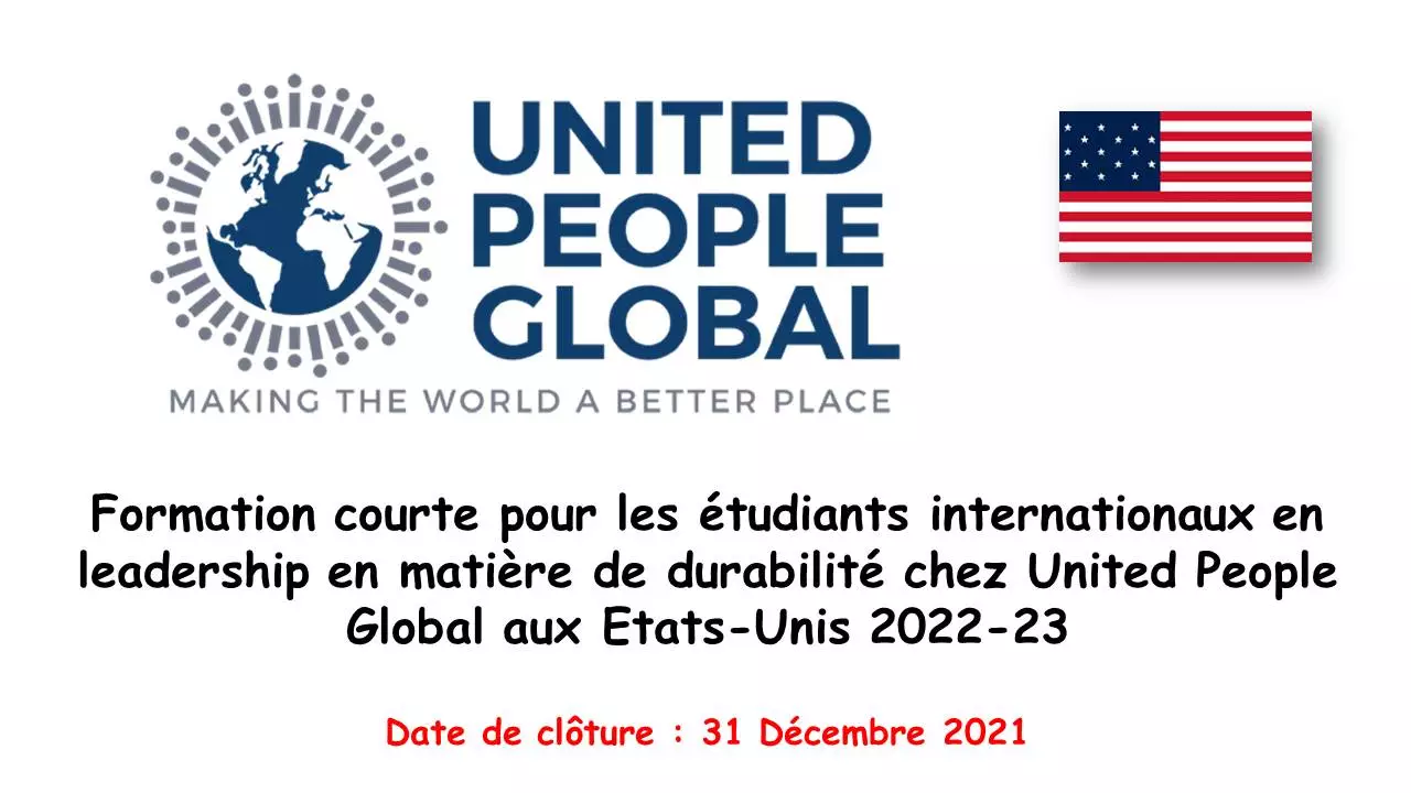 Formation courte pour les étudiants internationaux en leadership en matière de durabilité chez United People Global aux Etats-Unis 2022-23