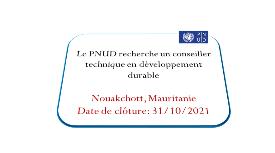 Le PNUD recherche un conseiller technique en développement durable, Nouakchott, Mauritanie