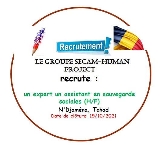 Le Groupement SECAM-HUMAN PROJECT recrute un(e) expert(e) en sauvegarde sociales(e), N’Djaména, Tchad