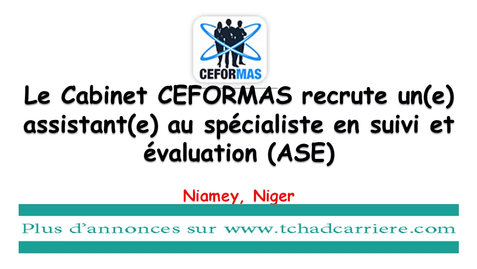 Le Cabinet CEFORMAS recrute un(e) assistant(e) au spécialiste en suivi et évaluation (ASE), Diffa, Niger