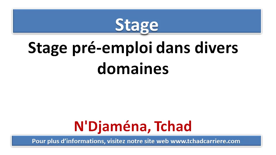 Stage pré-emploi dans divers domaines, N’Djaména, Tchad