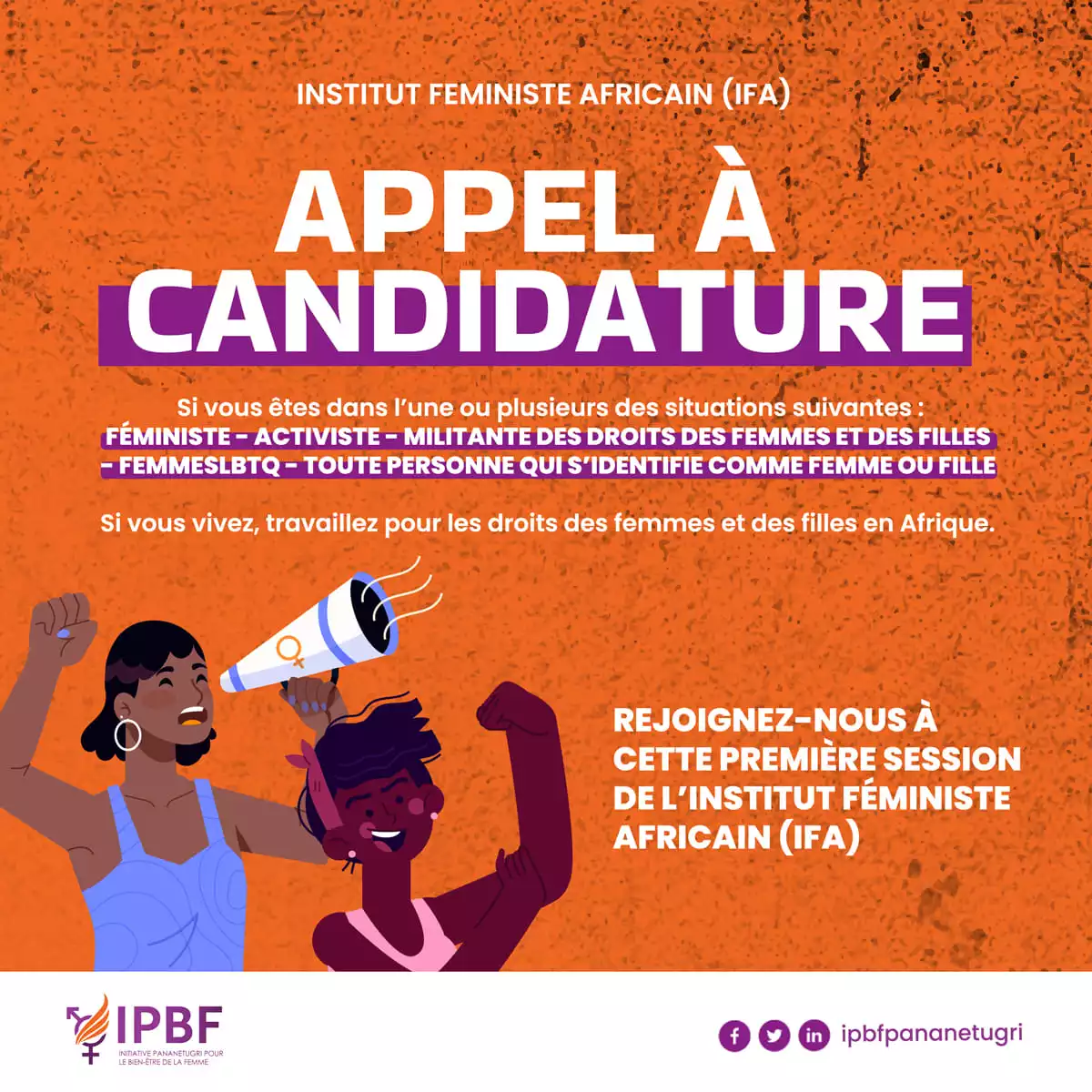 Appel à candidatures : 1ère session de l’Institut Féministe Africain (IFA) au Sénégal