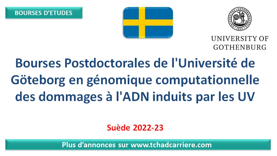 Bourses Postdoctorales de l’Université de Göteborg en génomique computationnelle des dommages à l’ADN induits par les UV, Suède 2022-23