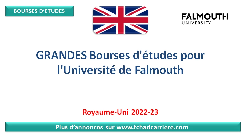 GRANDES Bourses d’études pour l’Université de Falmouth, Royaume-Uni 2022-23
