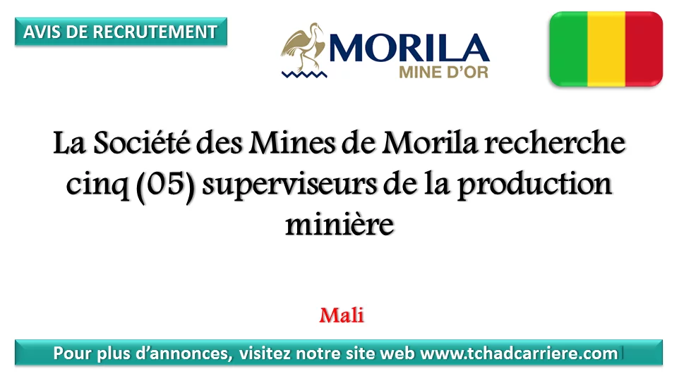 La Société des Mines de Morila recherche cinq (05) superviseurs de la production minière, Mali