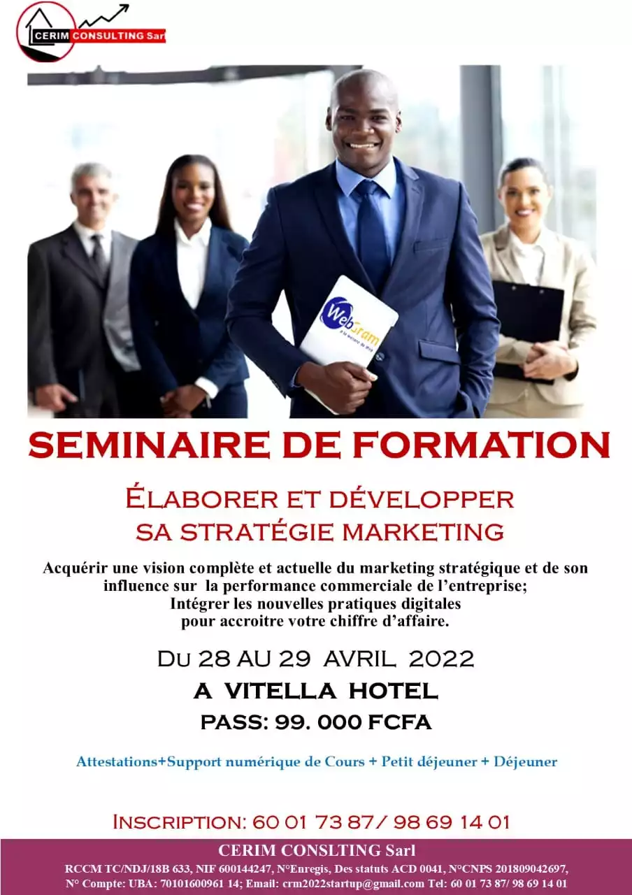 CERIM Consulting Sarl organise un séminaire de formation sur l’élaboration et le Développement de stratégie marketing