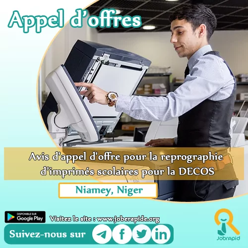 Avis d’appel d’offre pour la reprographie d’imprimés scolaires pour la DECOS, Niamey, Niger