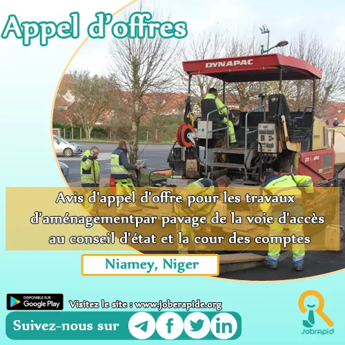 Avis d’appel d’offre pour les travaux d’aménagement par pavage de la voie d’accès au conseil d’état et la cour des comptes, Niamey, Niger
