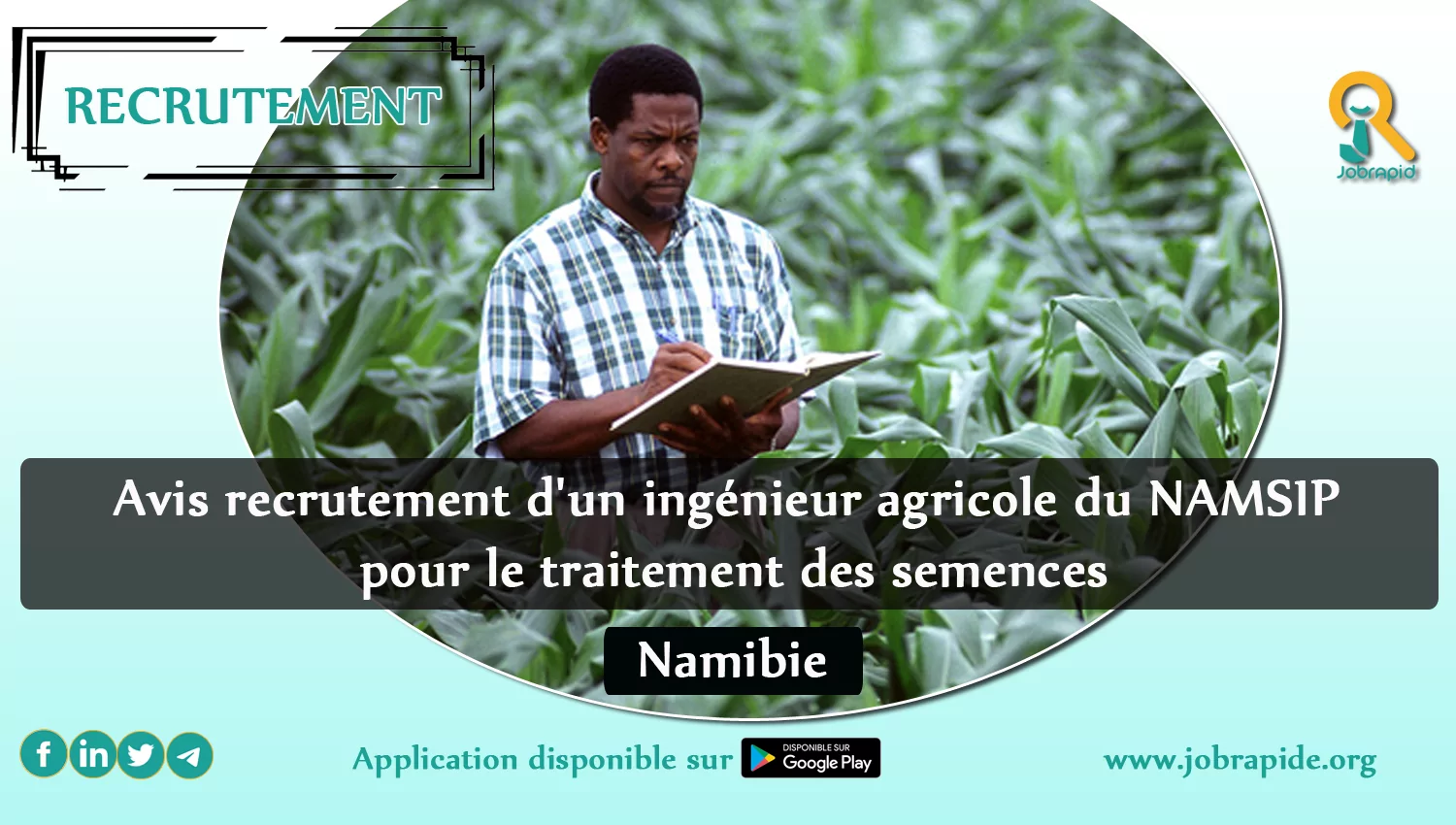 Avis recrutement d’un ingénieur agricole du NAMSIP pour le traitement des semences, Namibie