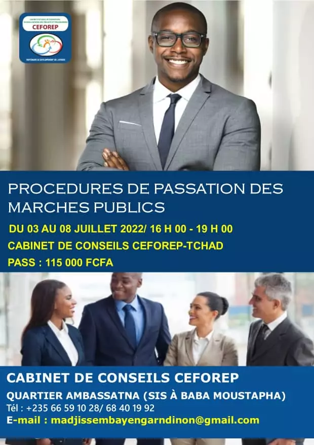 Le Cabinet de Conseil CEFOREP Organise une formation sur les procédures de passation des marchés publics, Tchad