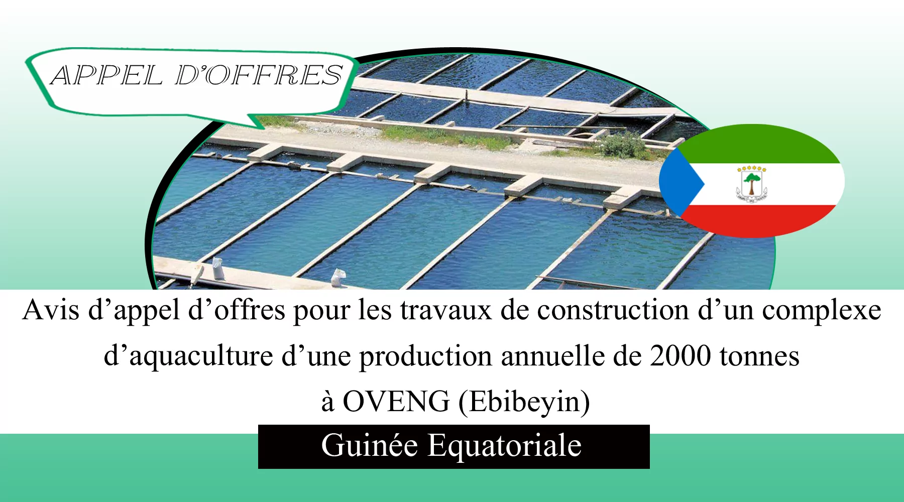 Avis d’appel d’offres pour les travaux de construction d’une unité de conservation, de transformation et de vente de poisson à KIE-OSI (Ebibeyin), Guinée Equatoriale