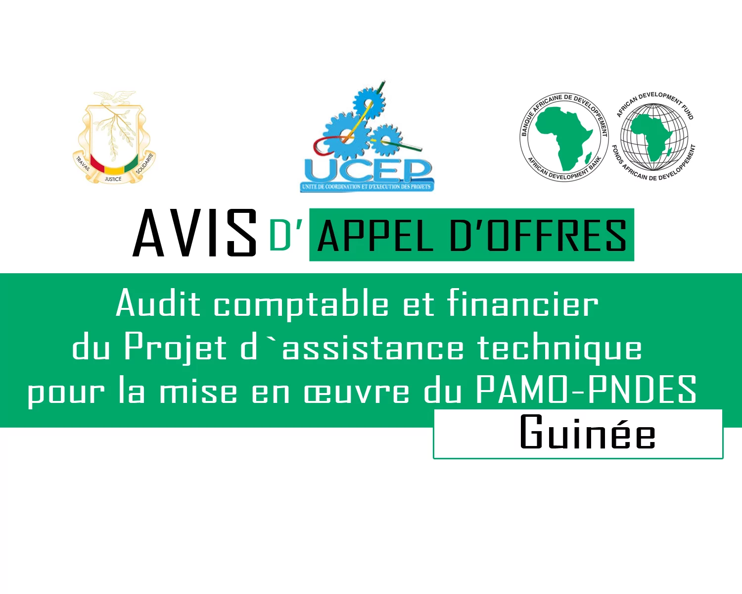 Avis d’appel d’offres pour l’audit comptable et financier du Projet d`assistance technique pour la mise en œuvre du PAMO-PNDES, Guinée