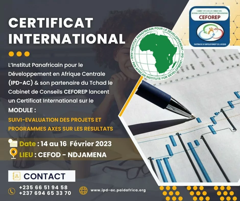 Le Cabinet de Conseils CEFOREP lance un avis de formation en Suivi et évaluation des projets et programmes en vue de l’obtention d’une Certification internationale, N’Djamena, Tchad