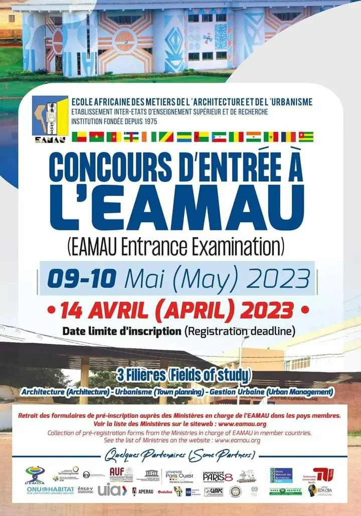 Avis d’appel à candidature pour le Concours d’entrée à l’École Africaine des Métiers de l’Architecture et de l’Urbanisme (EAMAU), édition de 2023