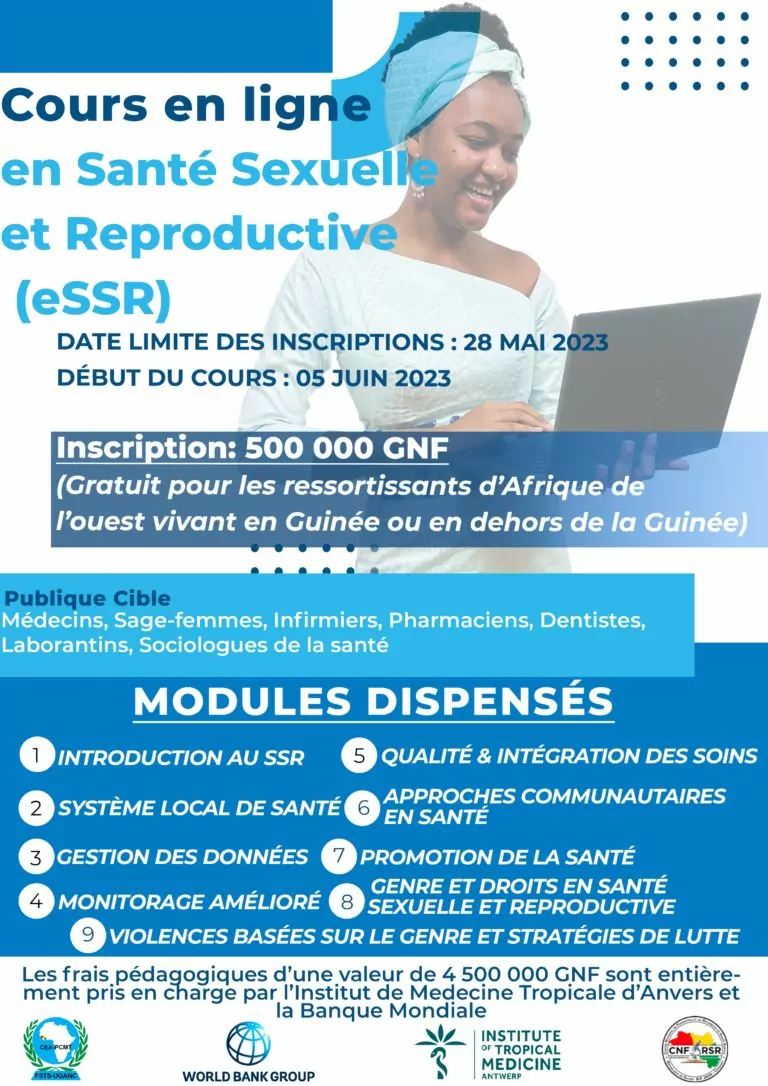 Avis d’appel à candidatures pour un Cours en ligne en Santé Sexuelle et Reproductive (eSSR) et Méthodologie de la Recherche (eMR) au centre CEA -PCMT, Afrique de l’Ouest