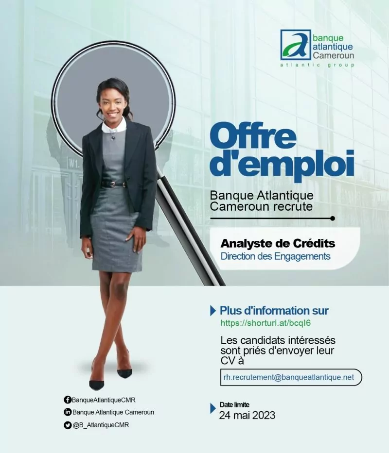 La Banque Atlantique Cameroun recrute un Analyste de Crédit, Douala, Cameroun